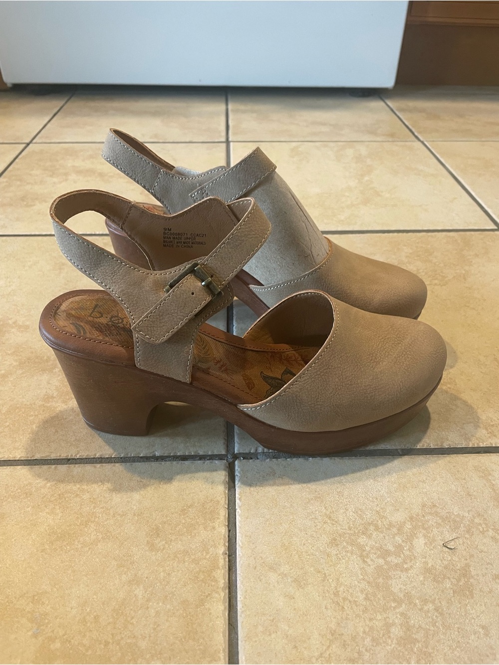 b.o.c. Taupe Slingback Platform Clogs